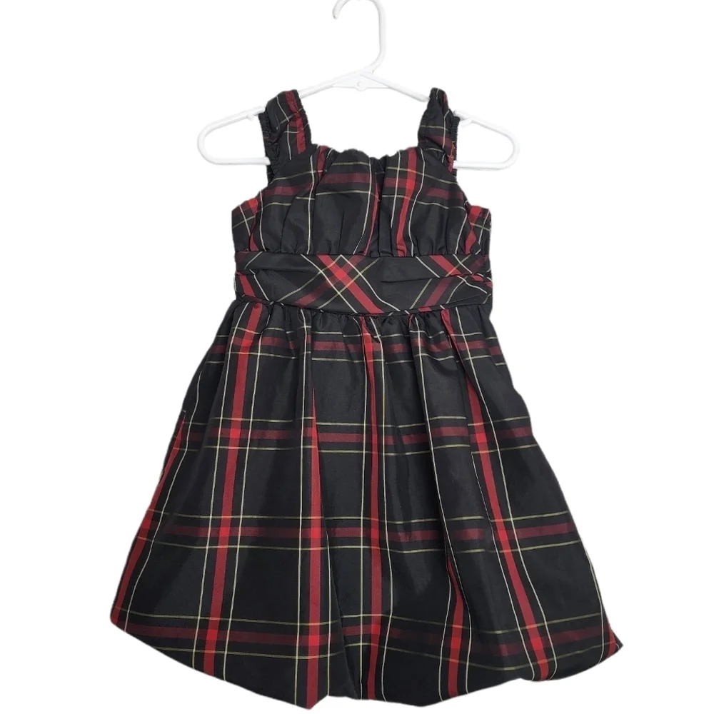 American Living Black & Red Plaid A- Line Empire Waist Girls Dress Size 4